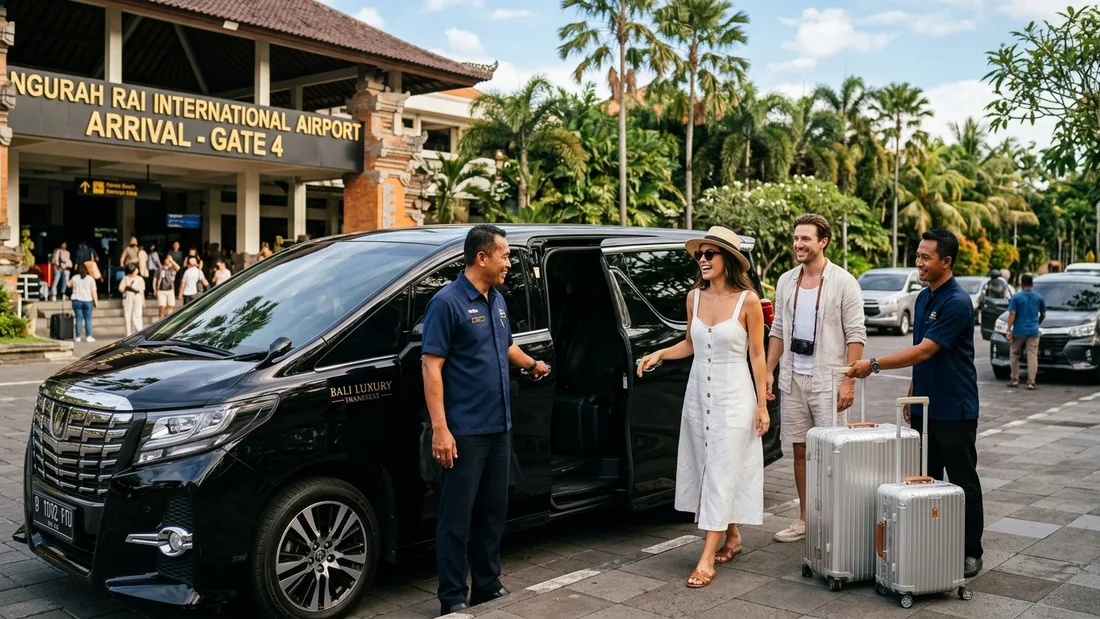 A private air-conditioned SUV ready for a Bali airport transfer outside Ngurah Rai (DPS)