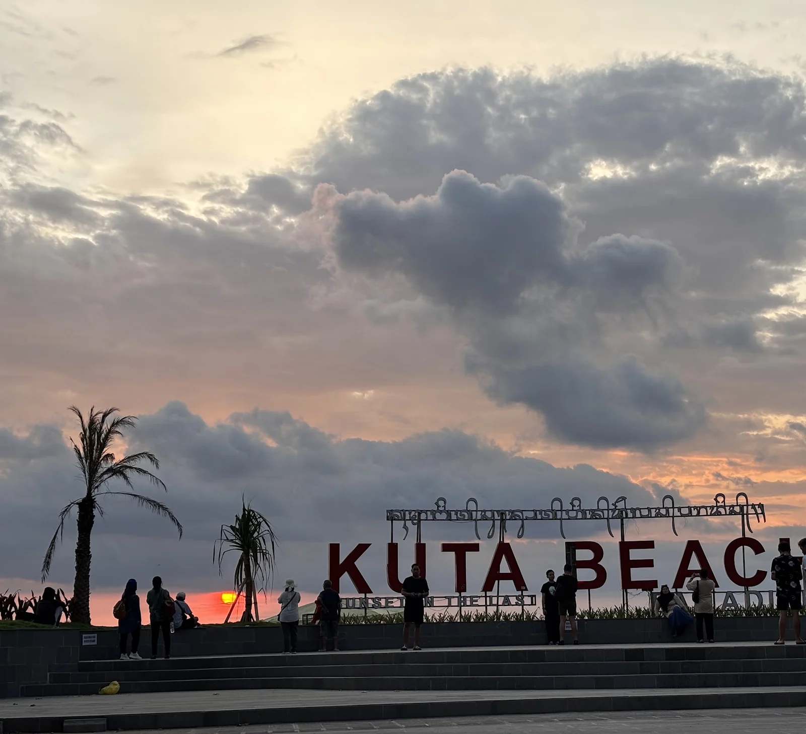 The KUTA BEACH sign at sunset, Bali
