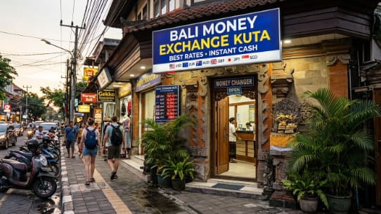 Licensed Bali Money Exchange shop in Kuta showing best rates 2026