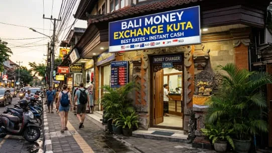 Licensed Bali money exchange shop in Kuta, 2026