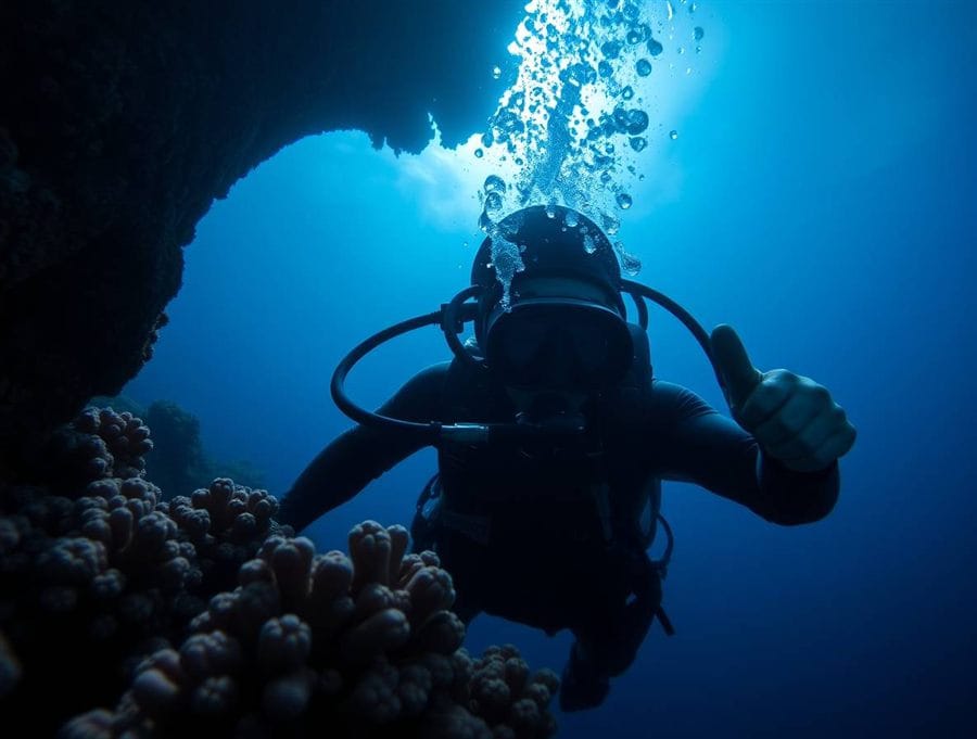 Scuba diver exploring a reef in Bali